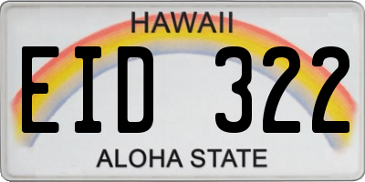 HI license plate EID322