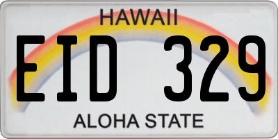 HI license plate EID329