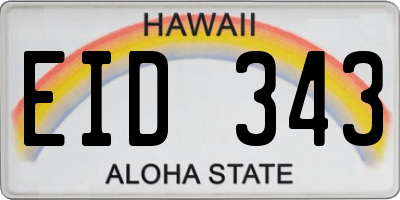 HI license plate EID343