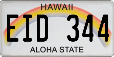 HI license plate EID344