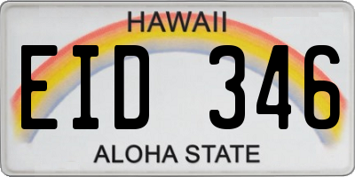 HI license plate EID346