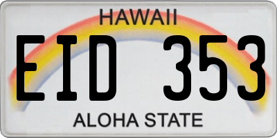 HI license plate EID353