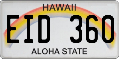 HI license plate EID360