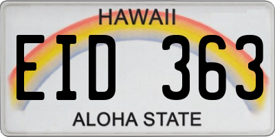 HI license plate EID363