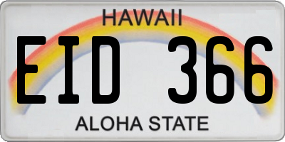 HI license plate EID366