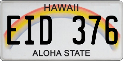 HI license plate EID376