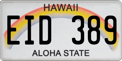 HI license plate EID389