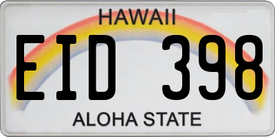 HI license plate EID398