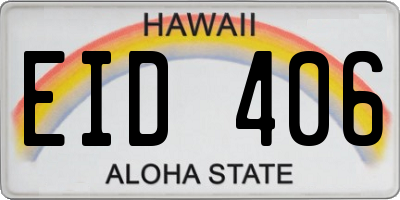 HI license plate EID406