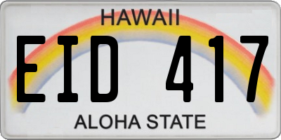 HI license plate EID417