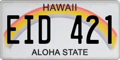 HI license plate EID421