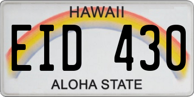 HI license plate EID430