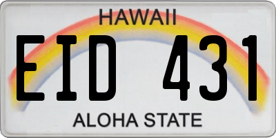 HI license plate EID431