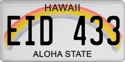 HI license plate EID433