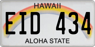 HI license plate EID434