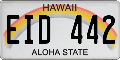 HI license plate EID442