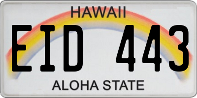 HI license plate EID443