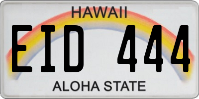 HI license plate EID444