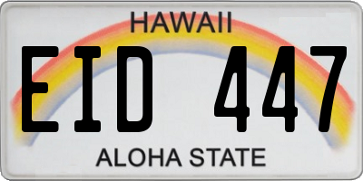 HI license plate EID447