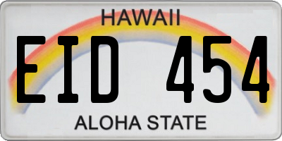 HI license plate EID454
