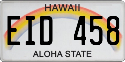 HI license plate EID458