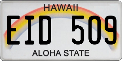 HI license plate EID509