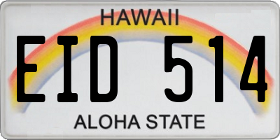 HI license plate EID514