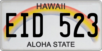 HI license plate EID523