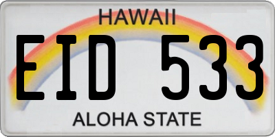 HI license plate EID533