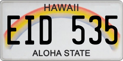 HI license plate EID535