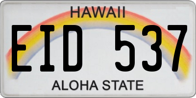 HI license plate EID537