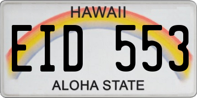 HI license plate EID553