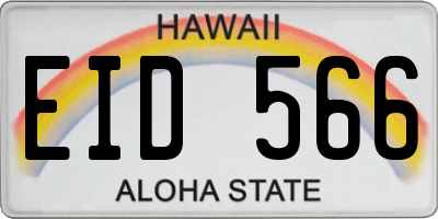 HI license plate EID566