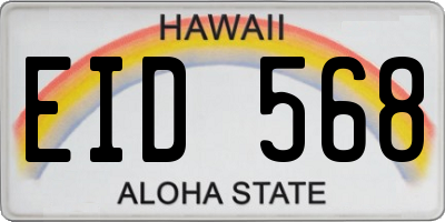 HI license plate EID568