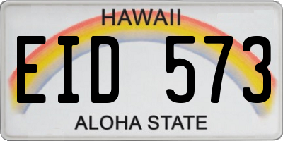 HI license plate EID573