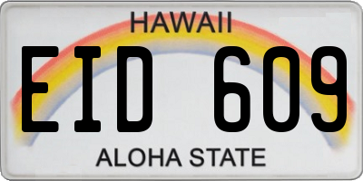 HI license plate EID609