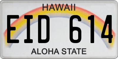 HI license plate EID614