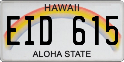 HI license plate EID615