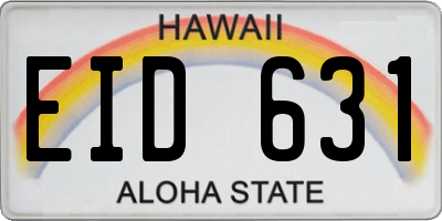 HI license plate EID631