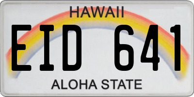 HI license plate EID641