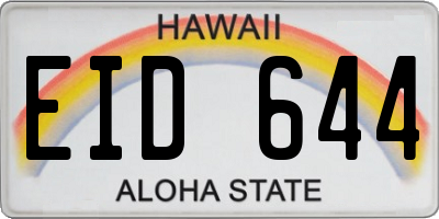 HI license plate EID644