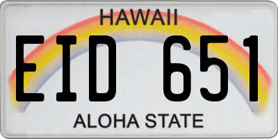 HI license plate EID651