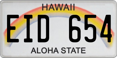 HI license plate EID654