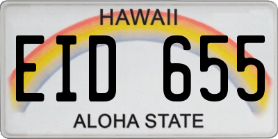 HI license plate EID655