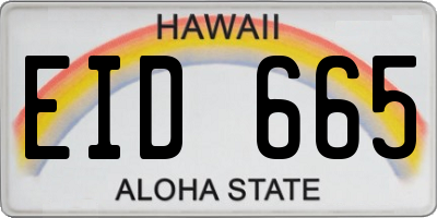 HI license plate EID665