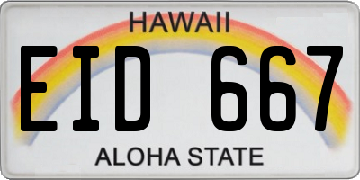 HI license plate EID667