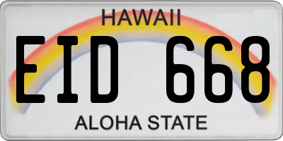 HI license plate EID668