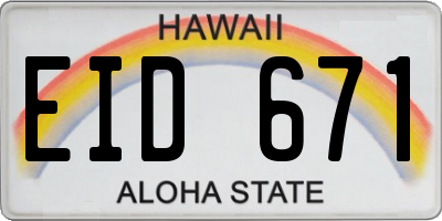 HI license plate EID671