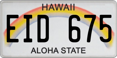 HI license plate EID675