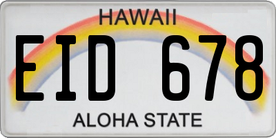 HI license plate EID678